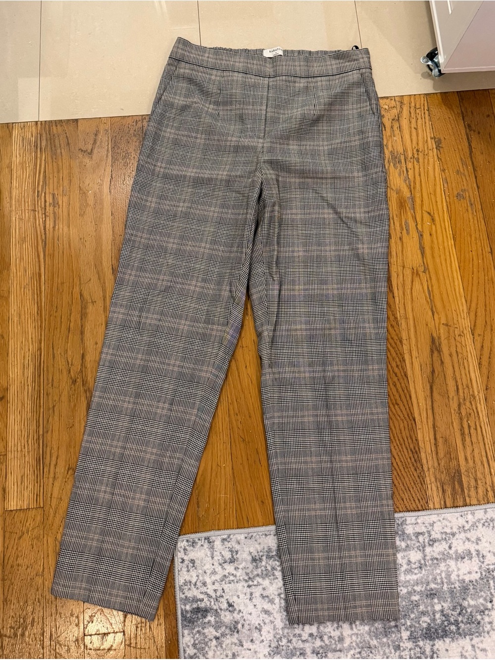 Aritzia Plaid Straight-Leg Women's Pants with Elastic Band